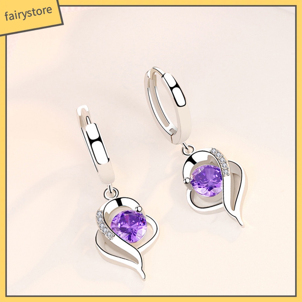 Bông Tai Hình Trái Tim Xoắn Đính Đá Thời Trang Dành Cho Nữ