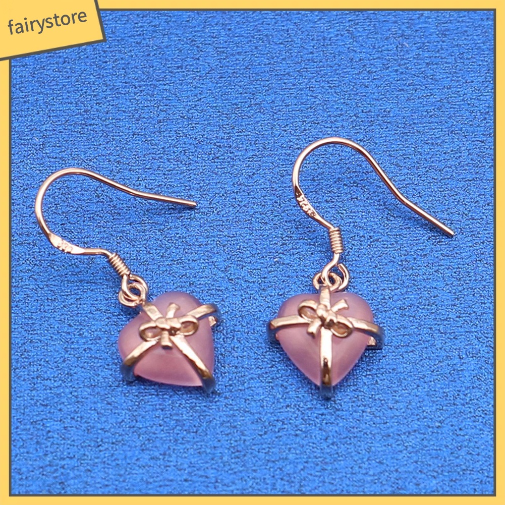 Đôi Bông Tai Hình Nơ / Trái Tim Đính Đá Thời Trang Cho Nữ