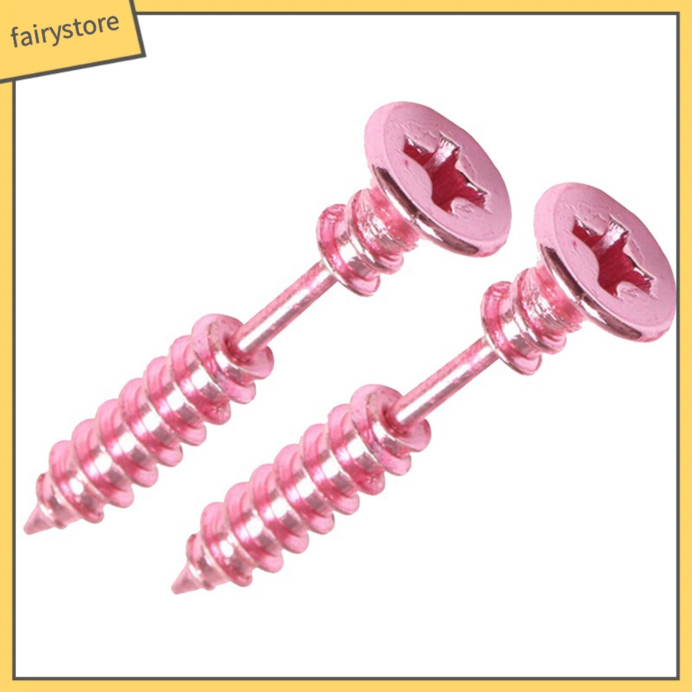 1 Đôi Bông Tai Hình Ốc Vít Bằng Thép Không Gỉ Phong Cách Gothic Thời Trang Unisex