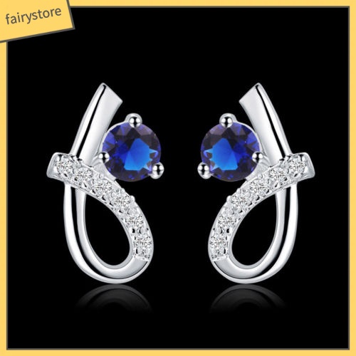 Khuyên Tai Mạ Bạc Đính Đá Zircon Thanh Lịch Cho Nữ