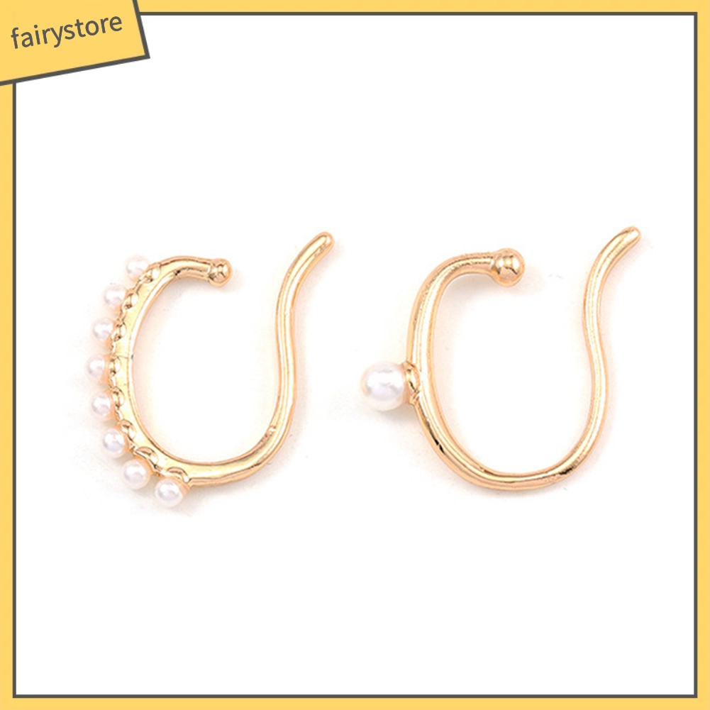 Khuyên Kẹp Vành Tai Đính Ngọc Trai Nhân Tạo Thời Trang