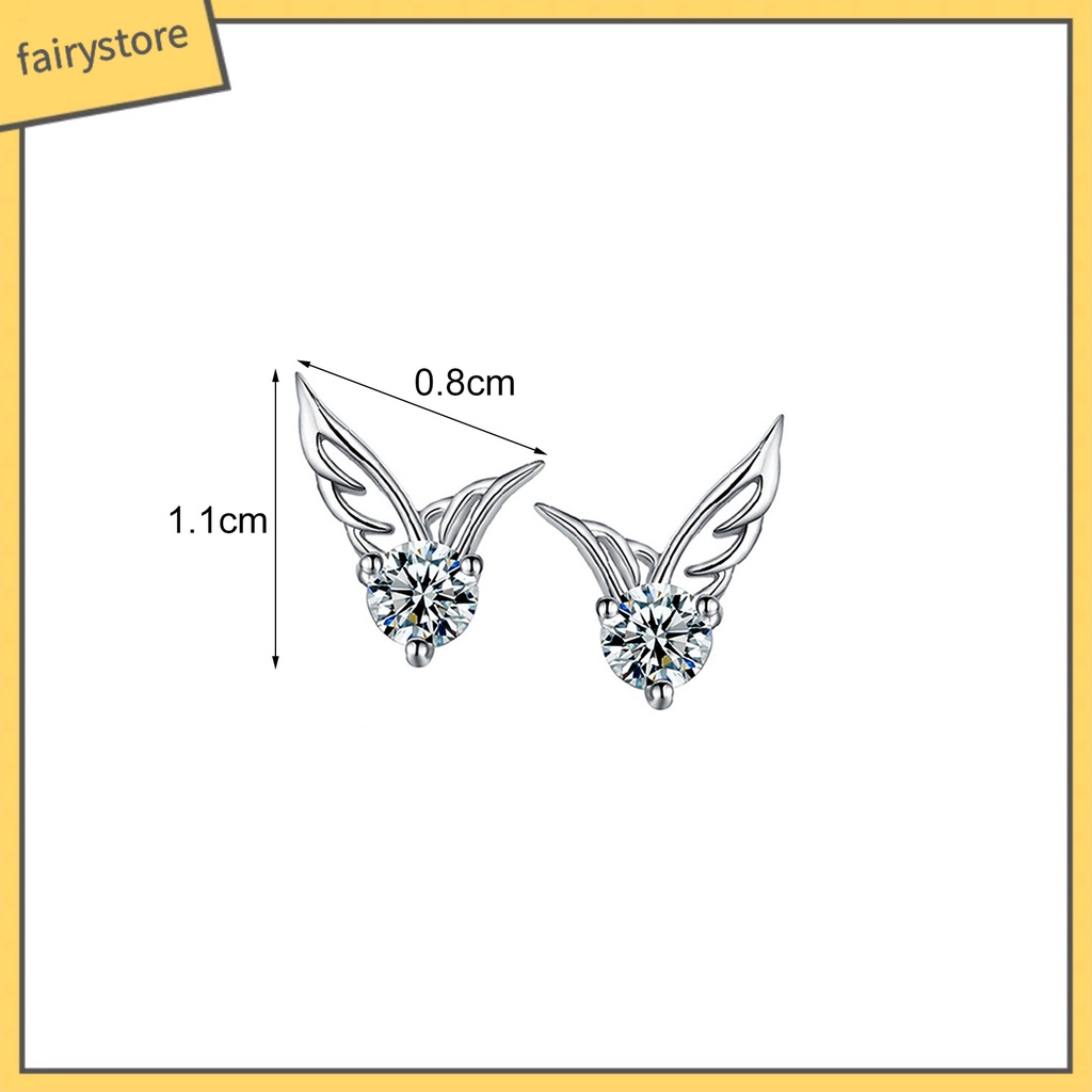 Bông Tai Mạ Bạc Hình Đôi Cánh Đính Đá Thời Trang Dành Cho Nữ