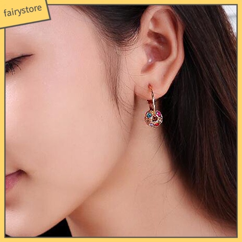 [FRO] Khuyên Tai Đính Đá Nhiều Màu Sắc May Mắn Cho Nữ