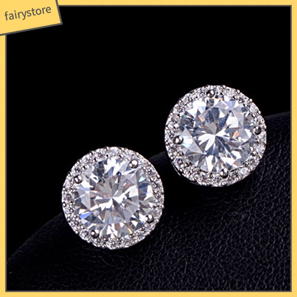 Bông Tai Mạ Bạc Đính Đá Zircon Thời Trang Dành Cho Nữ