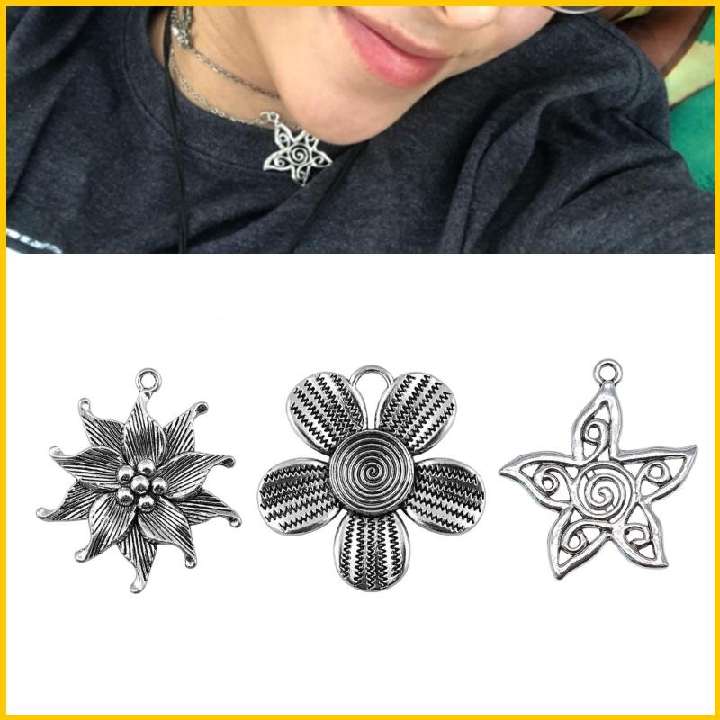 Mặt Vòng cổ Hợp Kim Khắc Hình Cây Và Hoa Màu Sắc Cổ Điển DIY