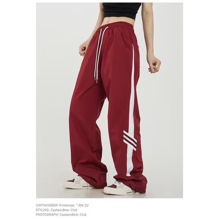 Quần Thể Thao Dài Ống Đứng Phối Sọc Đơn Giản Thời Trang Theo Phong Cách Mỹ Cho Cả Nam Và Nữ