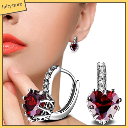 Bông Tai Đeo Vành Tai Hình Trái Tim Đính Đá Zircon Thời Trang Cho Nữ