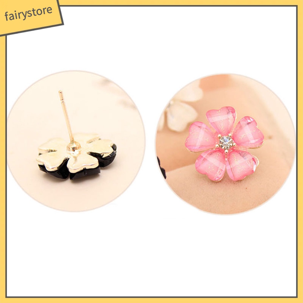 Bông Tai Mạ Bạc Hình Hoa Đính Đá Thanh Lịch Thời Trang Cho Nữ