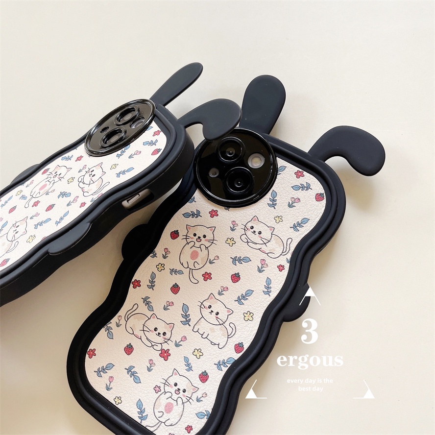 Ear CaseỐp Điện Thoại TPU Mềm Bảo Vệ Toàn Diện Màn Hình In Hình Mèo Dễ Thương Cho IPhone 14 13 12 11 Pro Max X XR Xs Max