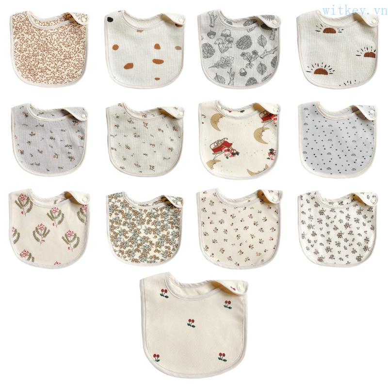 Yếm Ăn Bằng Vải Cotton In Hoạt Hình Dành Cho Bé Trai Gái