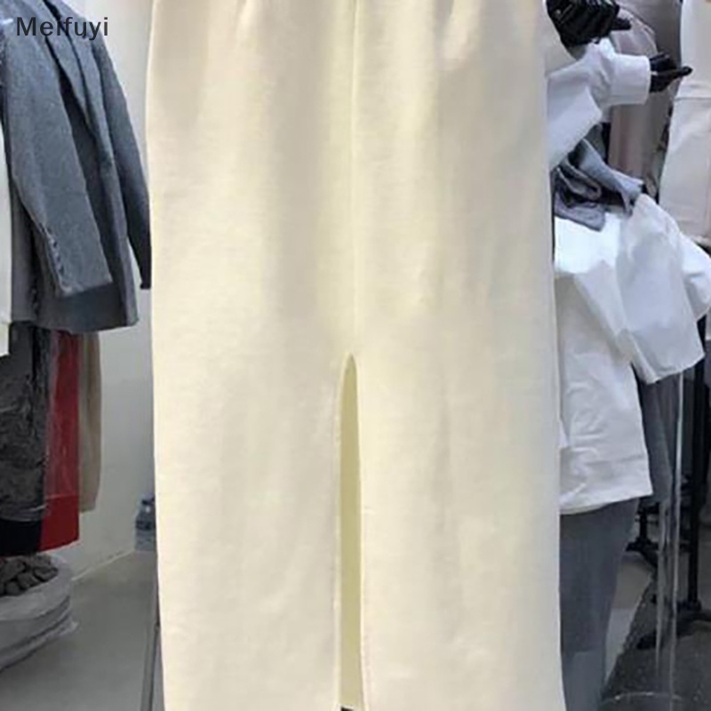 [Meifuyi] Chân Váy Dây Rút Eo Co Giãn Màu Trơn Thời Trang Dành Cho Nữ