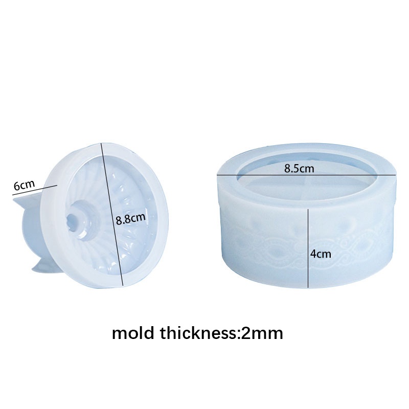 DIY Crystal Epoxy Khuôn tròn sọc Hộp thu Silicone Khuôn