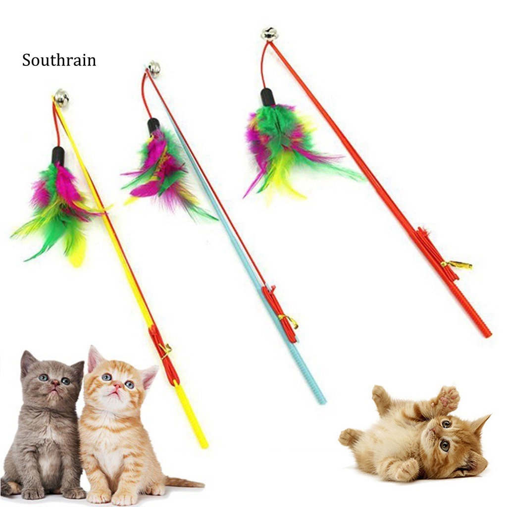 Gậy Gắn Lông Vũ Nhiều Màu Sắc Tương Tác Vui Nhộn Cho Mèo Cưng