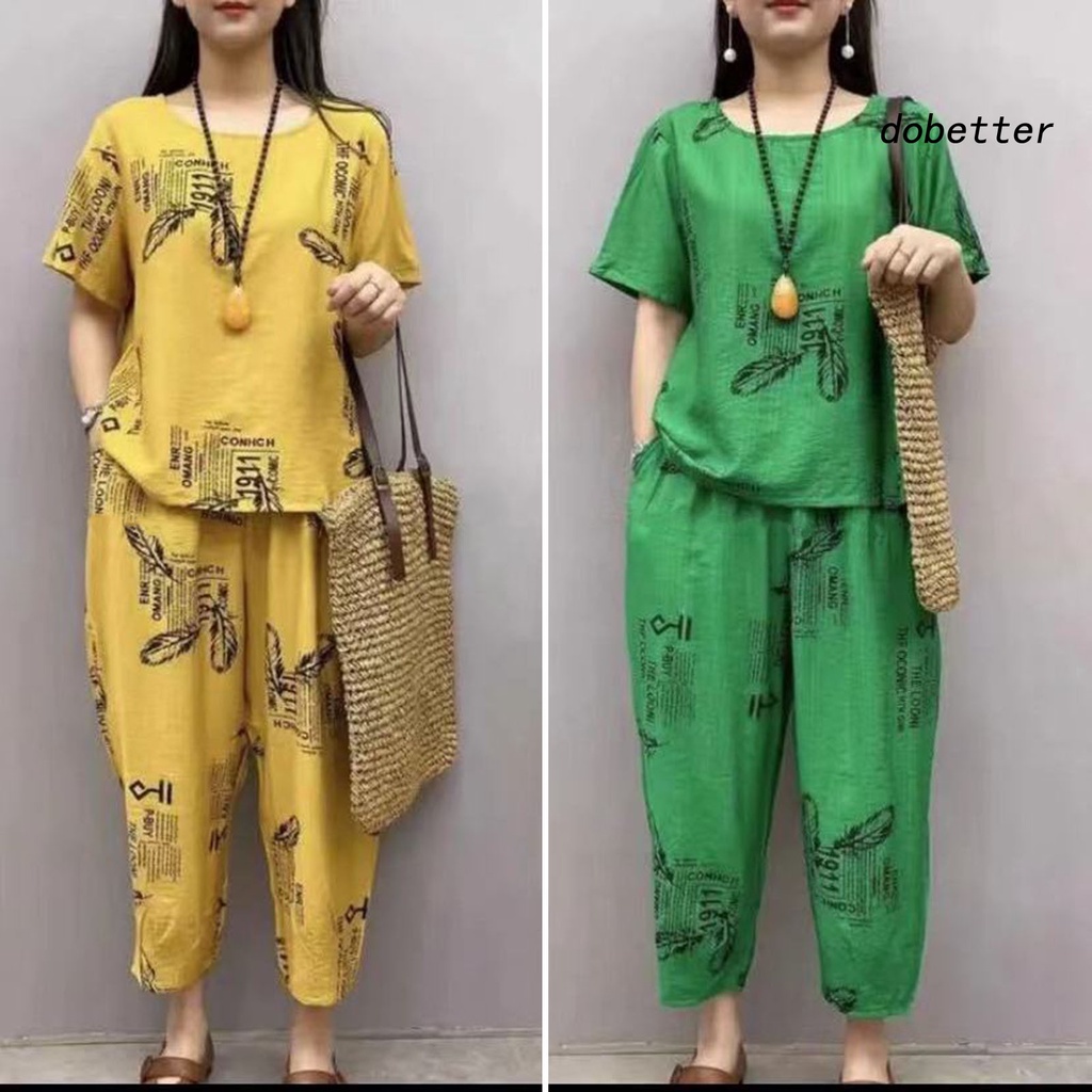 Bộ Đồ Ngủ 2 Món Áo Cổ Tròn Tay Ngắn Phối Quần Short Lưng Thun Mềm Mại Thoáng Khí Thời Trang Mùa Hè Cho Bạn Gái