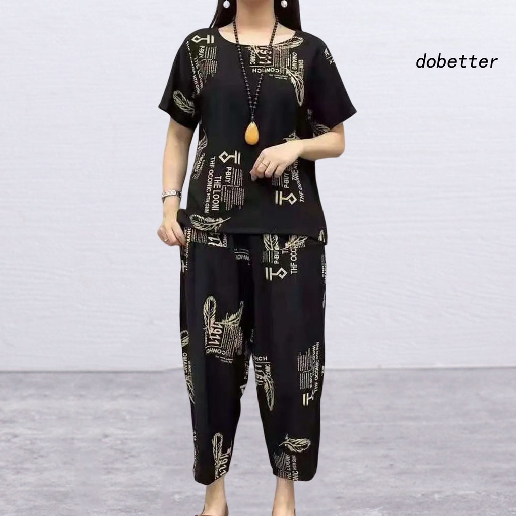 Bộ Đồ Ngủ 2 Món Áo Cổ Tròn Tay Ngắn Phối Quần Short Lưng Thun Mềm Mại Thoáng Khí Thời Trang Mùa Hè Cho Bạn Gái