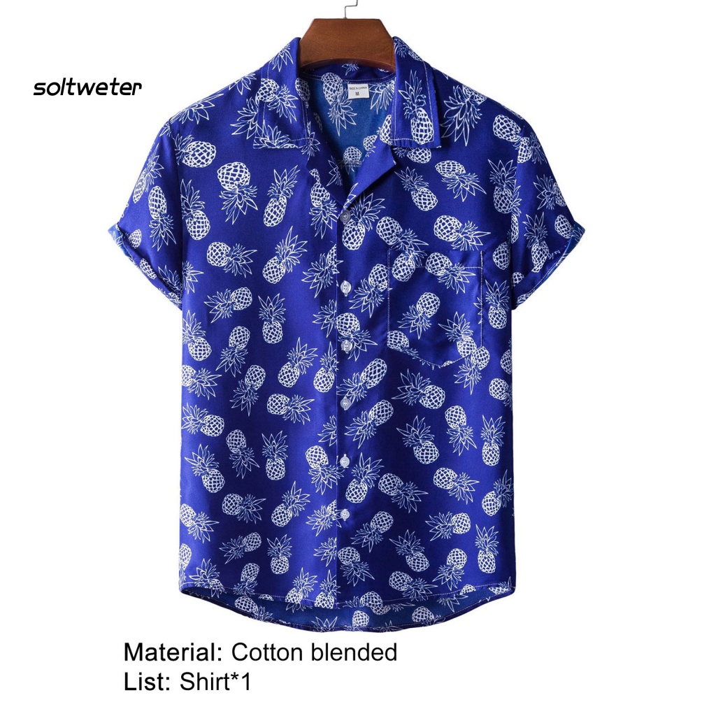 Áo Sơ Mi Tay Ngắn Cổ Bẻ In Họa Tiết Thổ Cẩm Phong Cách Hawaii Thời Trang Mùa Hè Cho Nam