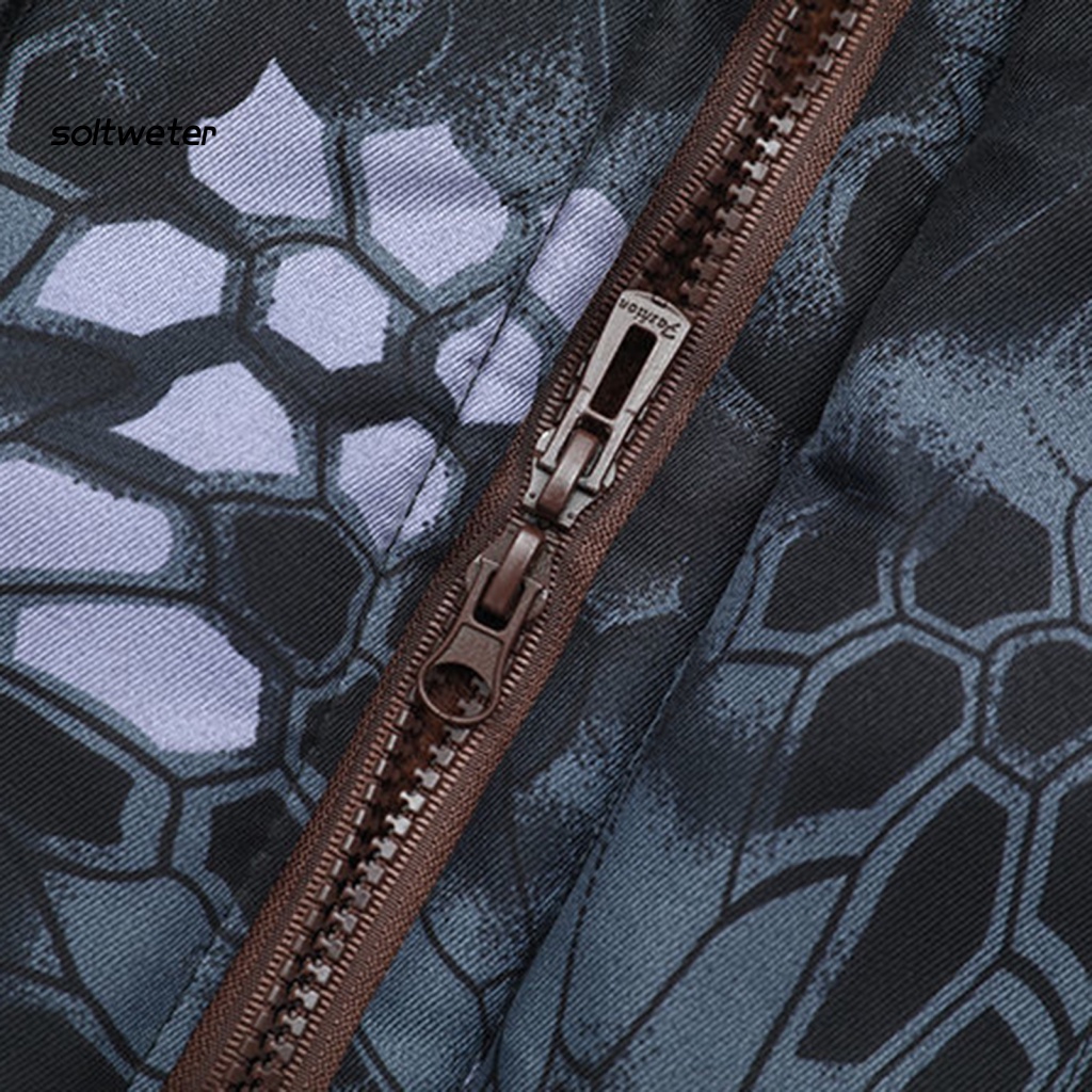 Áo Khoác Tay Dài Có Khóa Kéo Họa Tiết Rằn Ri Lót Lông Chống Lạnh Plus Size Cho Nam