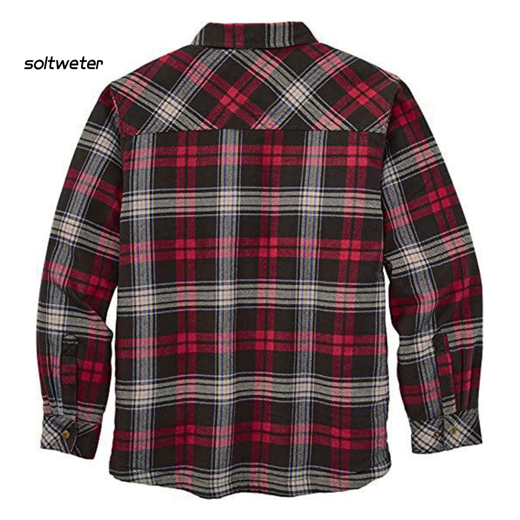 Áo Khoác Tay Dài Giữ Ấm Mùa Thu Lót Lông Dày Kẻ Sọc Nhiều Túi ST Dành Cho Bạn Nam Làm Việc