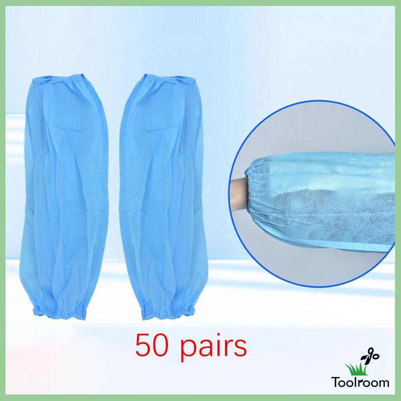 Set 50 Cặp Ống Tay Áo Bằng Vải Không Dệt Co Giãn Sử Dụng Một Lần
