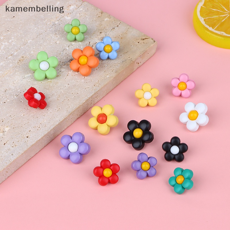 Set 10 Nút Hình Hoa Nhiều Màu Sắc 18 / 15mm Trang Trí Áo Khoác / Đầm Cho Bé