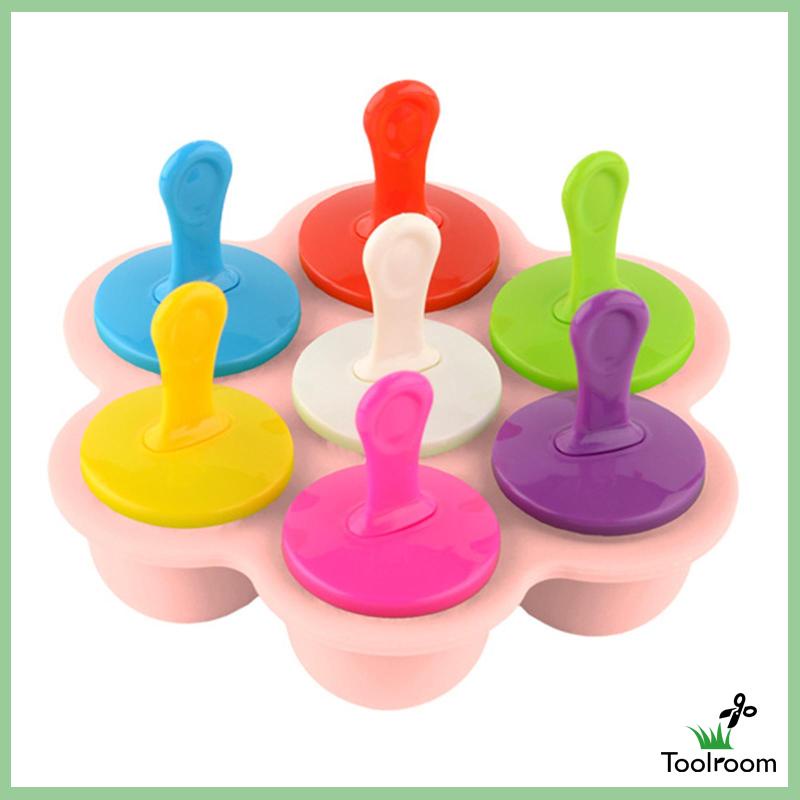 Khuôn Làm Kem 7 Ngăn Có Nắp Đậy Tiện Lợi