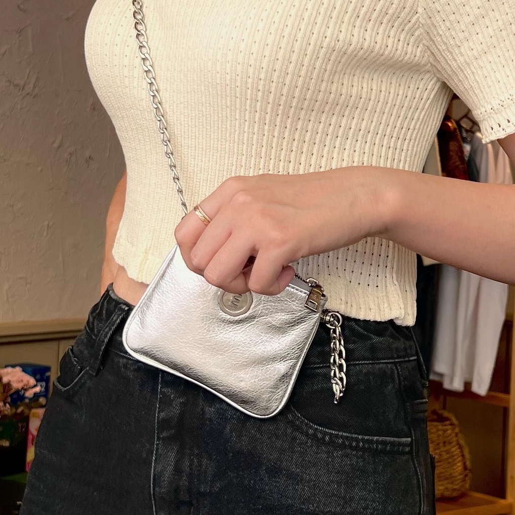 Túi Đựng Son Môi / Tiền Xu Bằng Da PU Hình Vuông Nhỏ Nhắn Phong Cách Retro Hàn Quốc Niche Junsoo Lin fever