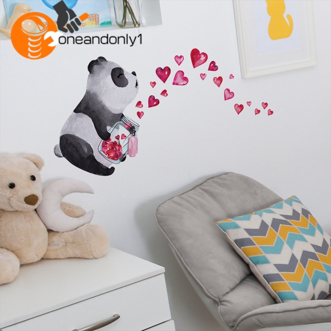 Nhãn Dán Tường Họa Tiết Gấu Trúc Vẽ Tay Phong Cách Trung Hoa Trang Trí Phòng Khách / Phòng Ngủ