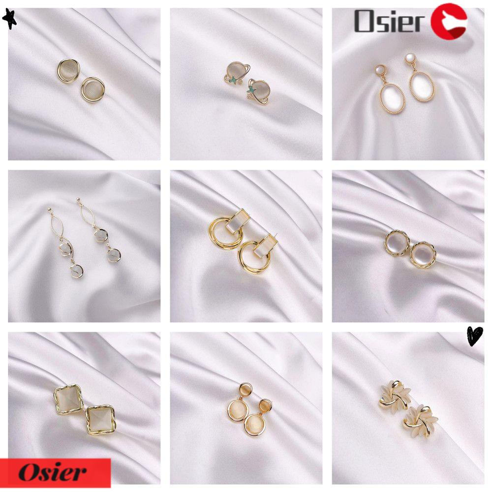 Khuyên Tai Dáng Dài Hình Cánh Hoa Đính Đá Opal 1 Cái