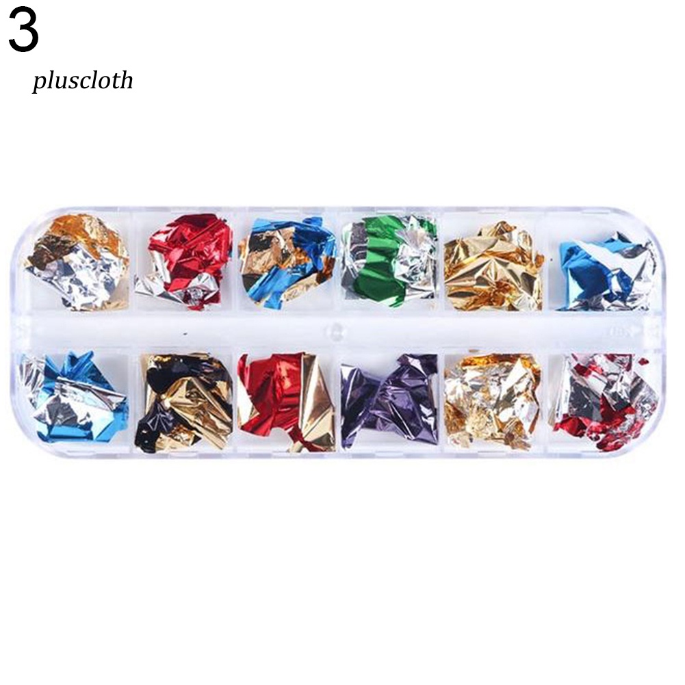 Hộp 12 Ô Lá Vàng Lấp Lánh Trang Trí Móng Tay