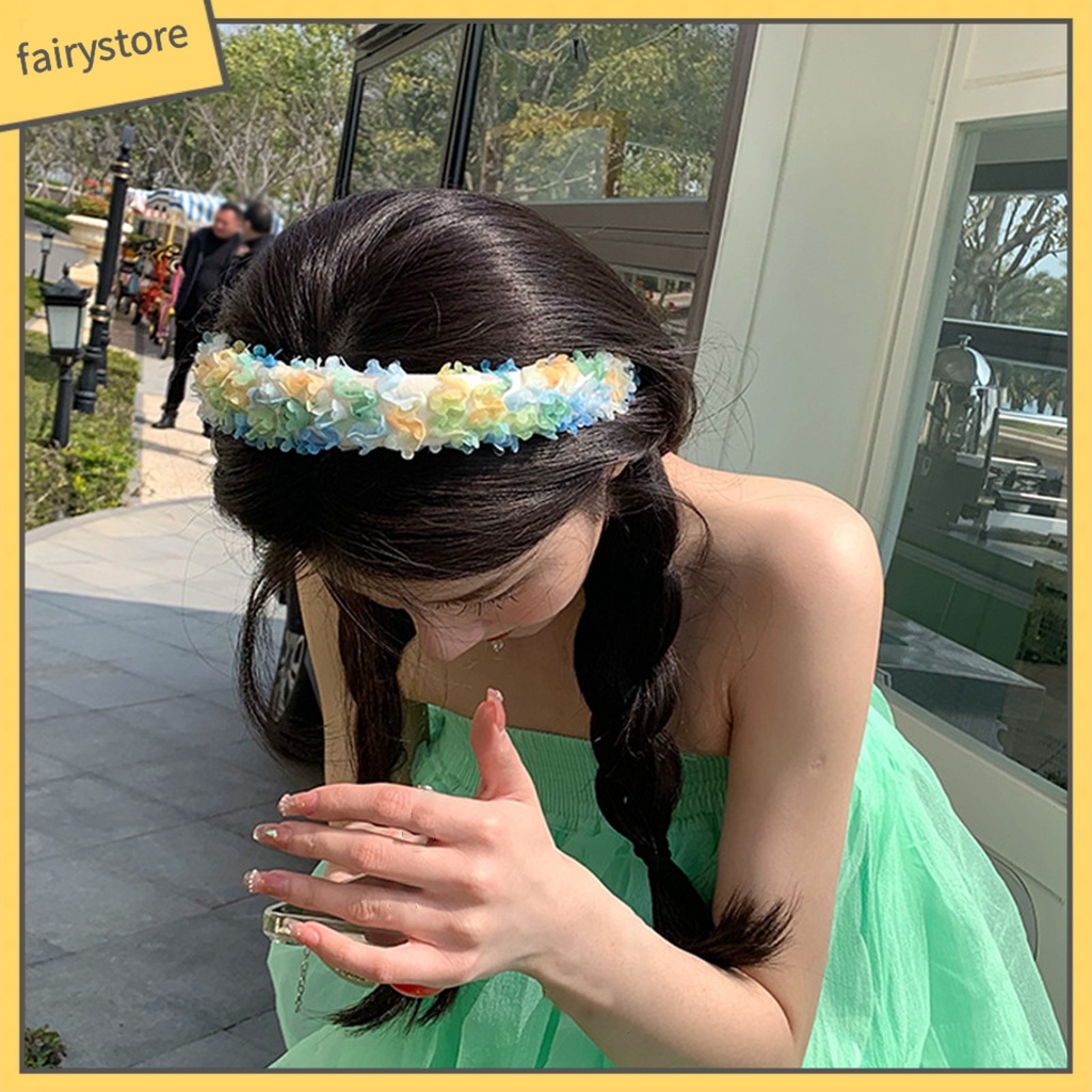 [FRO] Băng Đô Hoa Nhiều Màu Sắc Ngọt Ngào Viền Rộng Cho Nữ