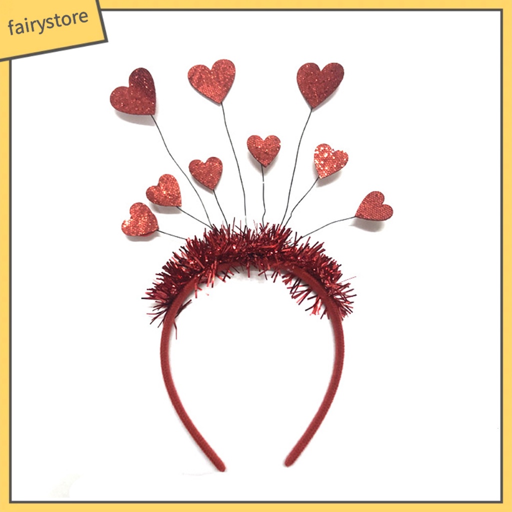 [FRO] Băng Đô 9 Trái Tim Lấp Lánh Co Giãn Tốt Trang Trí Tiệc Có Thể Tái Sử Dụng Cho Ngày Lễ Tình Nhân