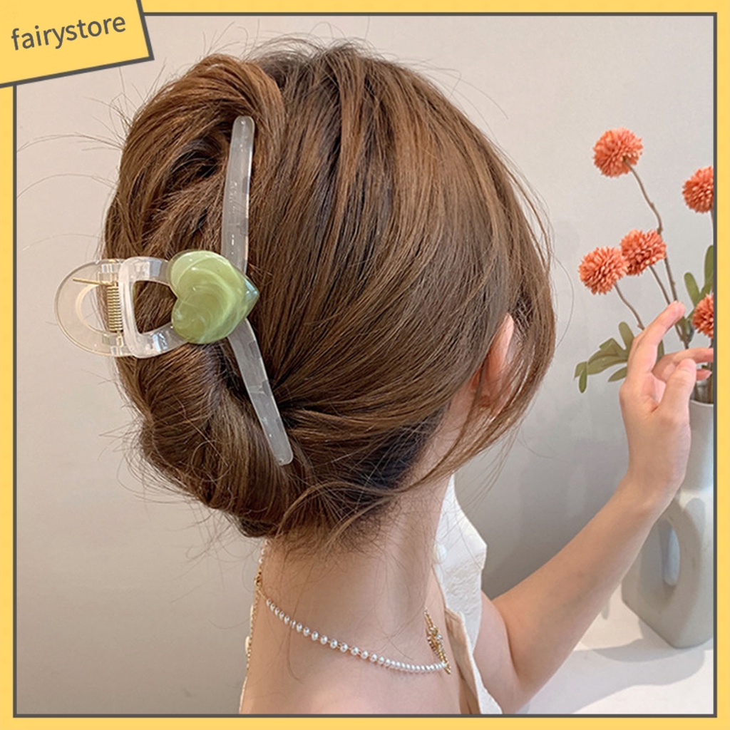 Kẹp Tóc Càng Cua Chống Trượt Hình Trái Tim Kích Thước Lớn Ổn Định Cho Nữ