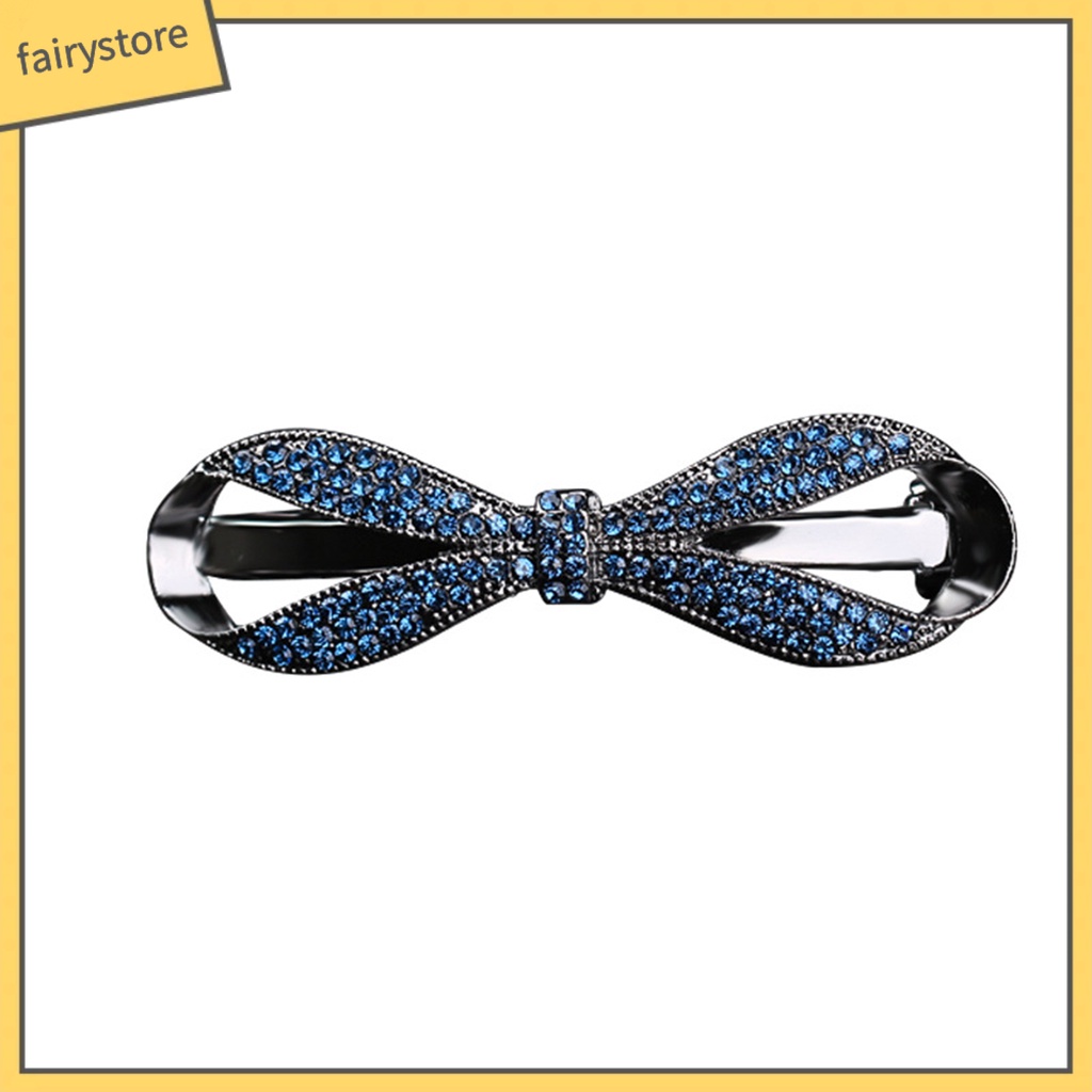 Kẹp Tóc Hình Nơ Đính Đá Lấp Lánh Co Giãn Gọn Nhẹ Chống Gỉ