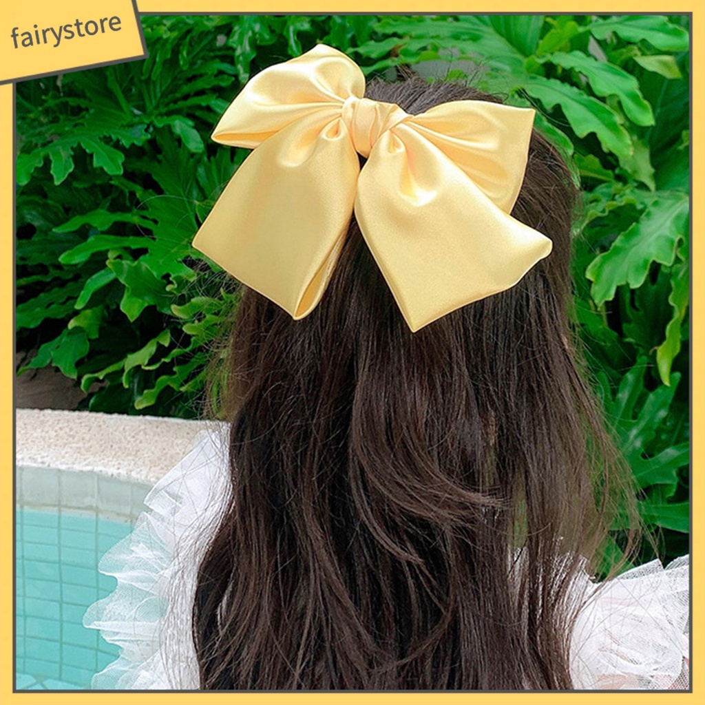 Kẹp Tóc Nơ Màu Trơn Thời Trang Dành Cho Nữ