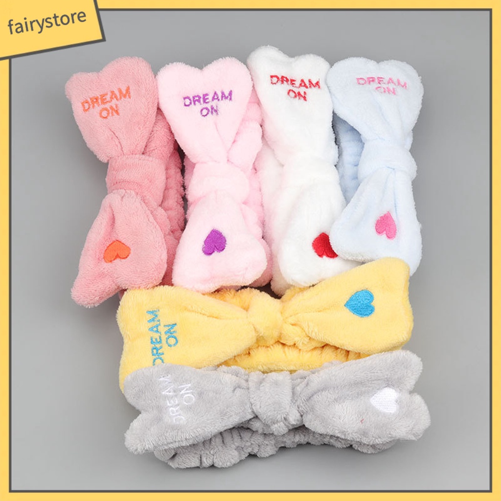 Băng Đô Cài Tóc Co Giãn Thêu Chữ / Trái Tim Thoải Mái Khi Rửa Mặt Cho Nữ