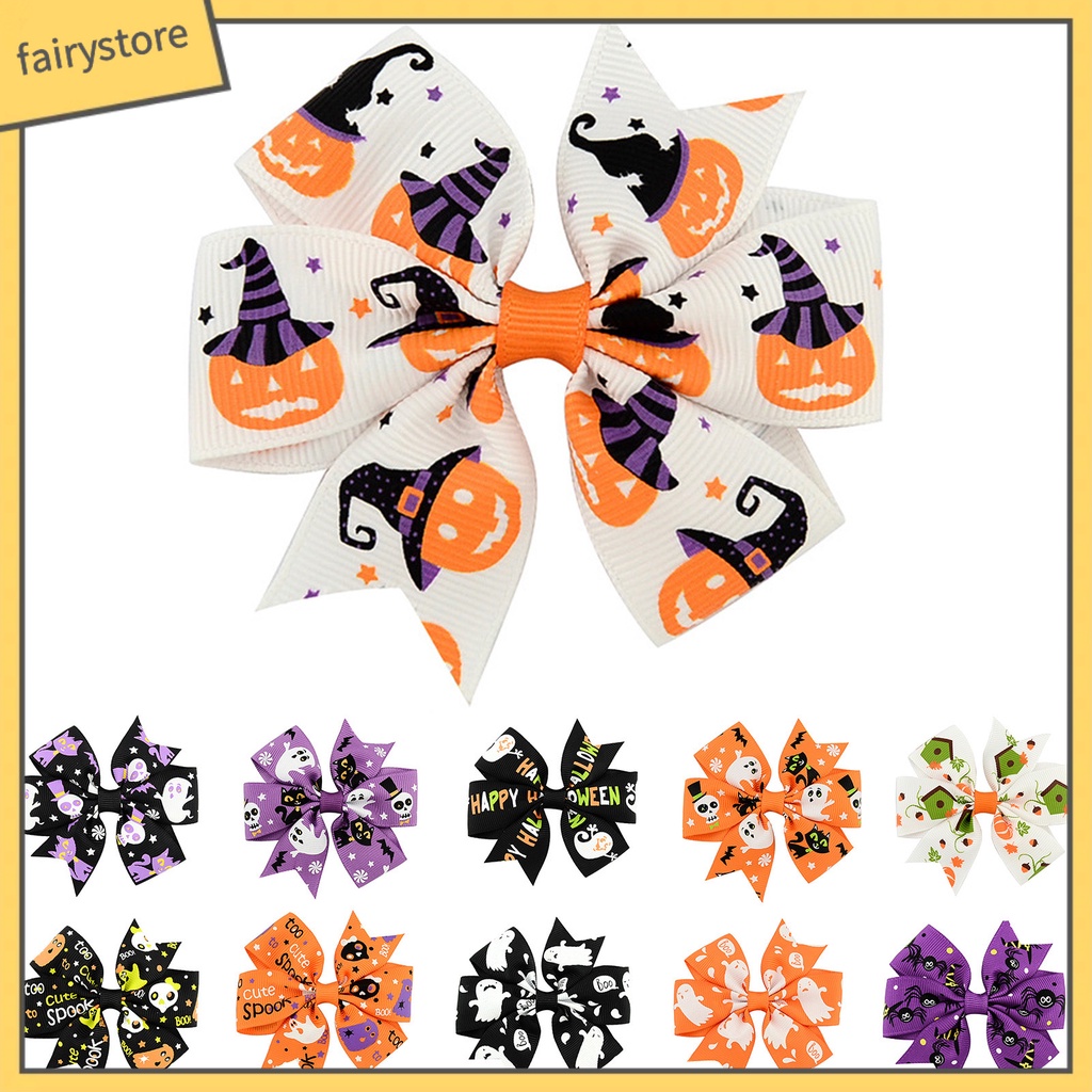 Kẹp Tóc Nơ Mềm Mại Có Gân Chống Trượt Hóa Trang Halloween Cho Người Lớn Và Trẻ Em