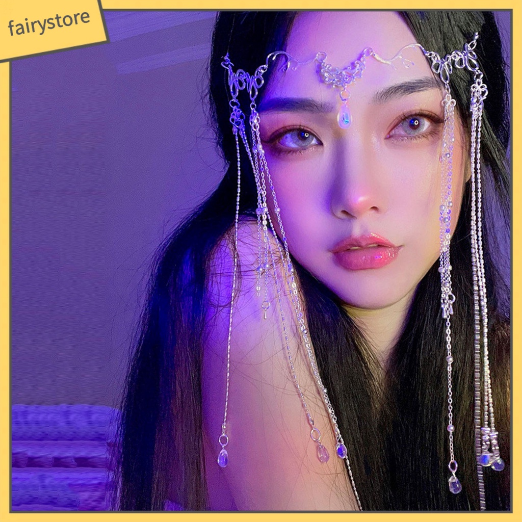 Phụ Kiện Trang Trí Tóc Dạng Chuỗi Dài Đính Hoa Tua Rua Cho Cô Dâu