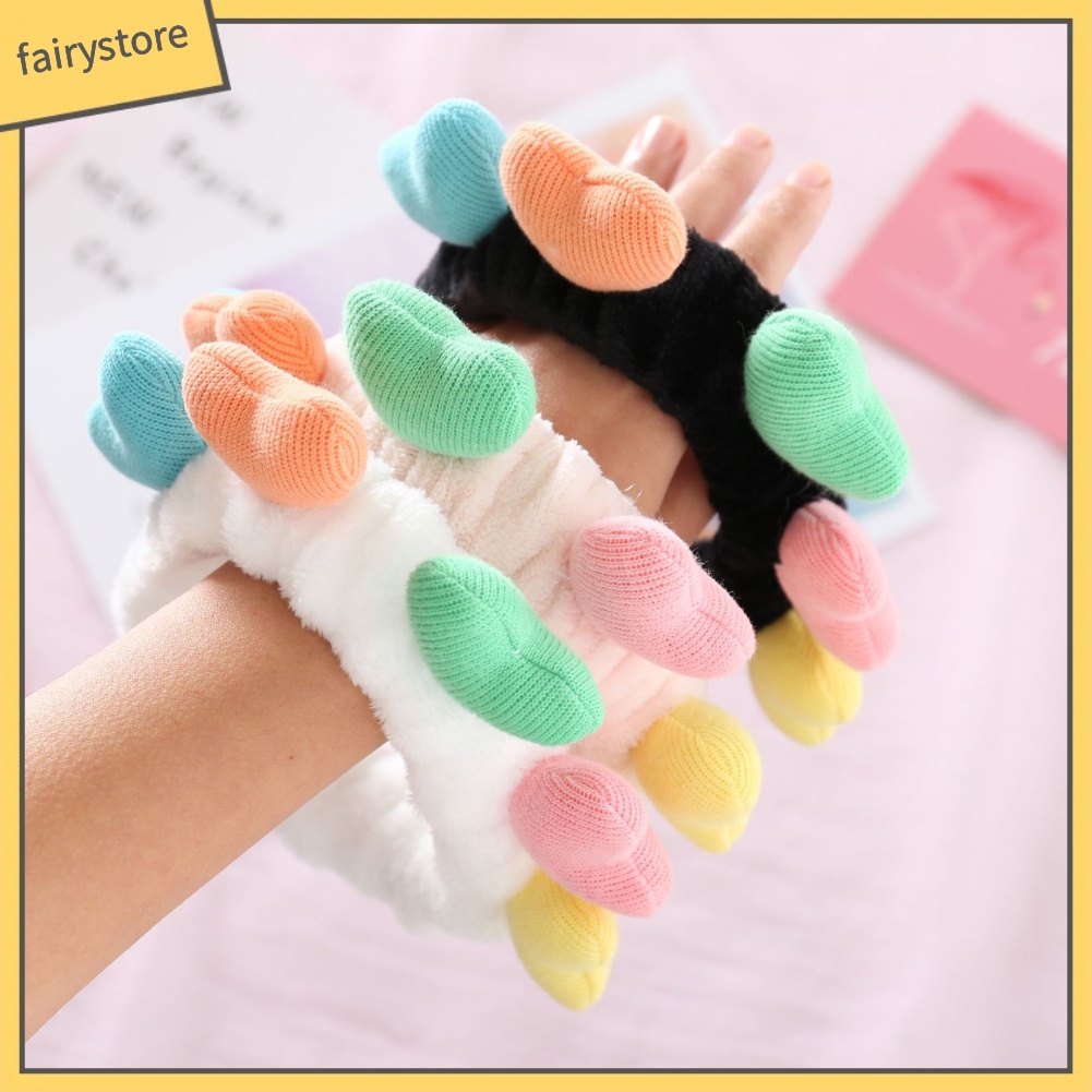 Băng Đô Cài Tóc Rửa Mặt / Trang Điểm Hình Trái Tim Mềm Co Giãn Dễ Thương Cho Nữ