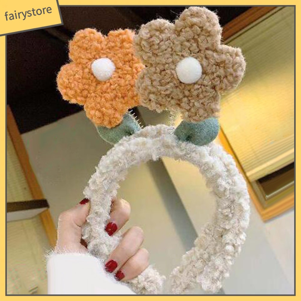 Băng Đô Cài Tóc Rửa Mặt Bằng Vải Bông Hình Hoa Đáng Yêu Cho Nữ