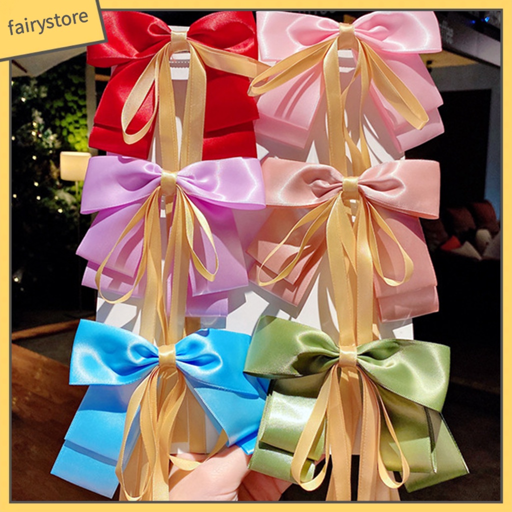 Kẹp Tóc Nơ Ruy Băng Dài Co Giãn Ngọt Ngào Cho Nữ