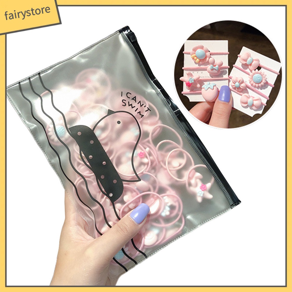 Túi 20 Dây Cột Tóc Co Giãn Đính Hoa Thời Trang Cho Nữ