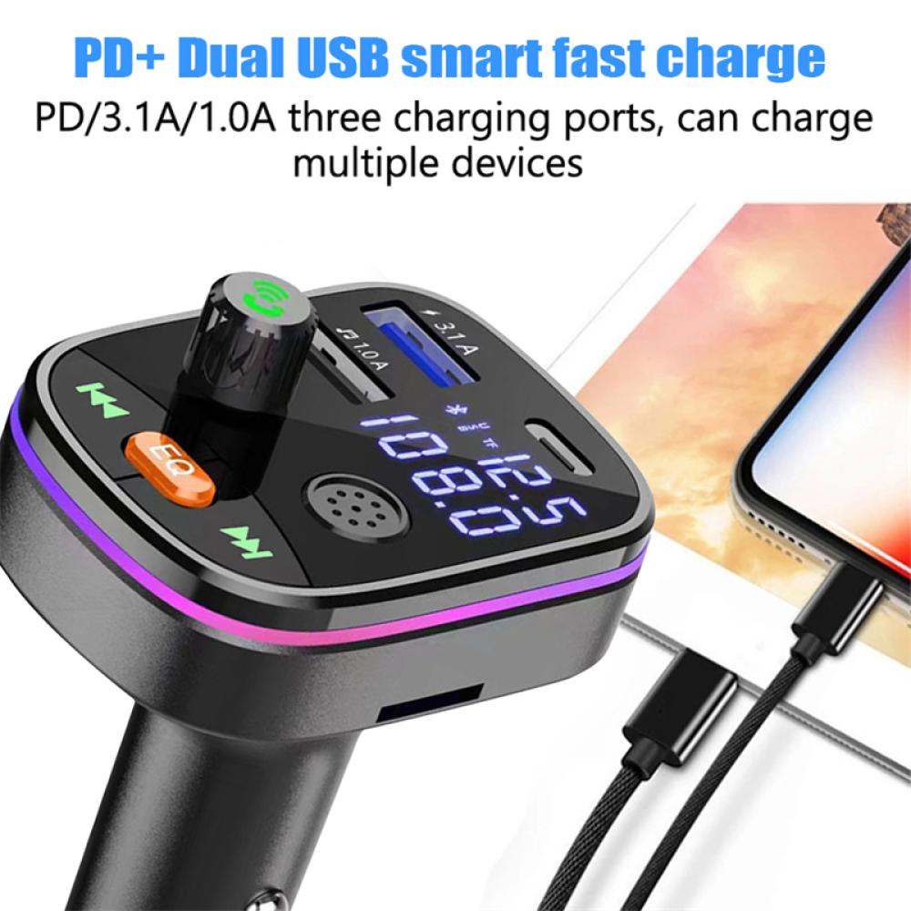 Tẩu Sạc Nhanh Hai Cổng USB Bluetooth 5.0 PD 20W T8U8 Cho Xe Hơi