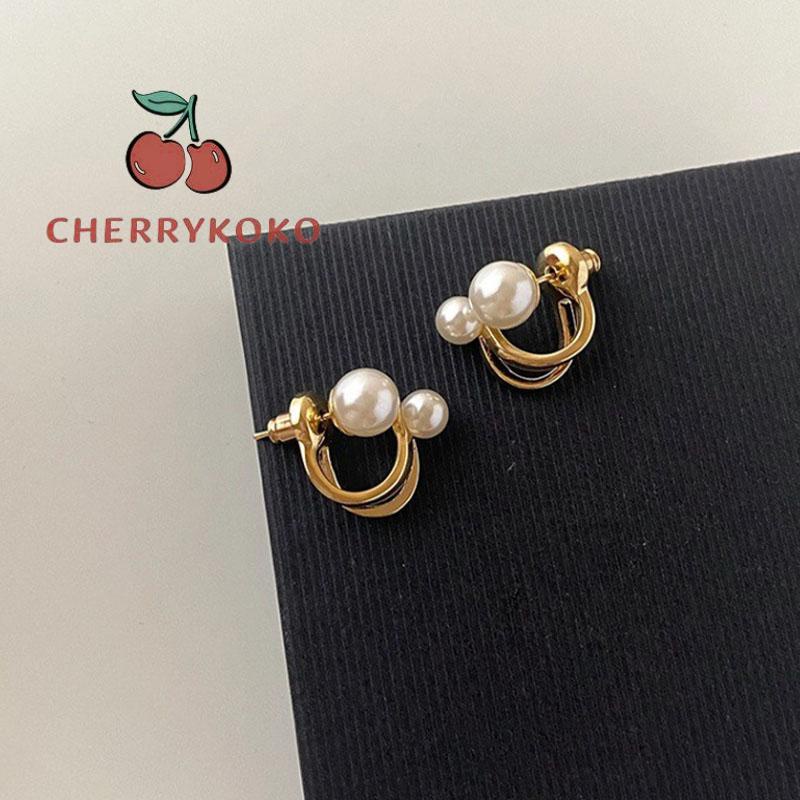🍒🍒CHERRYKOKO Khuyên tai bạc S925 đính ngọc trai giả phong cách Nhật Hàn thời trang thanh lịch cho nữ