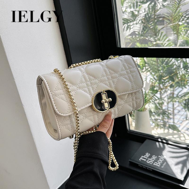Ielgy Túi Đeo Vai Dây Xích Họa Tiết Quả Dứa Hình Thoi Ghép Màu Tinh Khiết Cá Tính Dành Cho Nữ