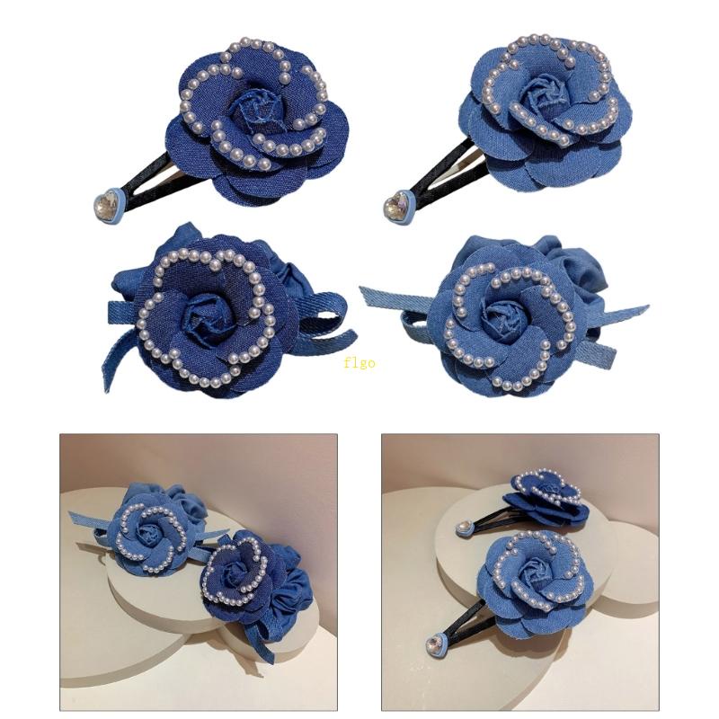 Dây Buộc Tóc Co Giãn Chống Trượt Đính Hạt Ngọc Trai Hình Hoa Trà Ngọt Ngào