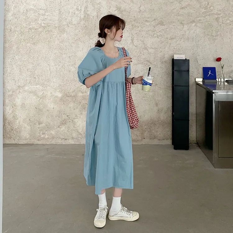 Đầm Tay Ngắn Thiết Kế Mới Thời Trang Mùa Hè Theo Phong Cách Hàn Quốc Cho Nữ