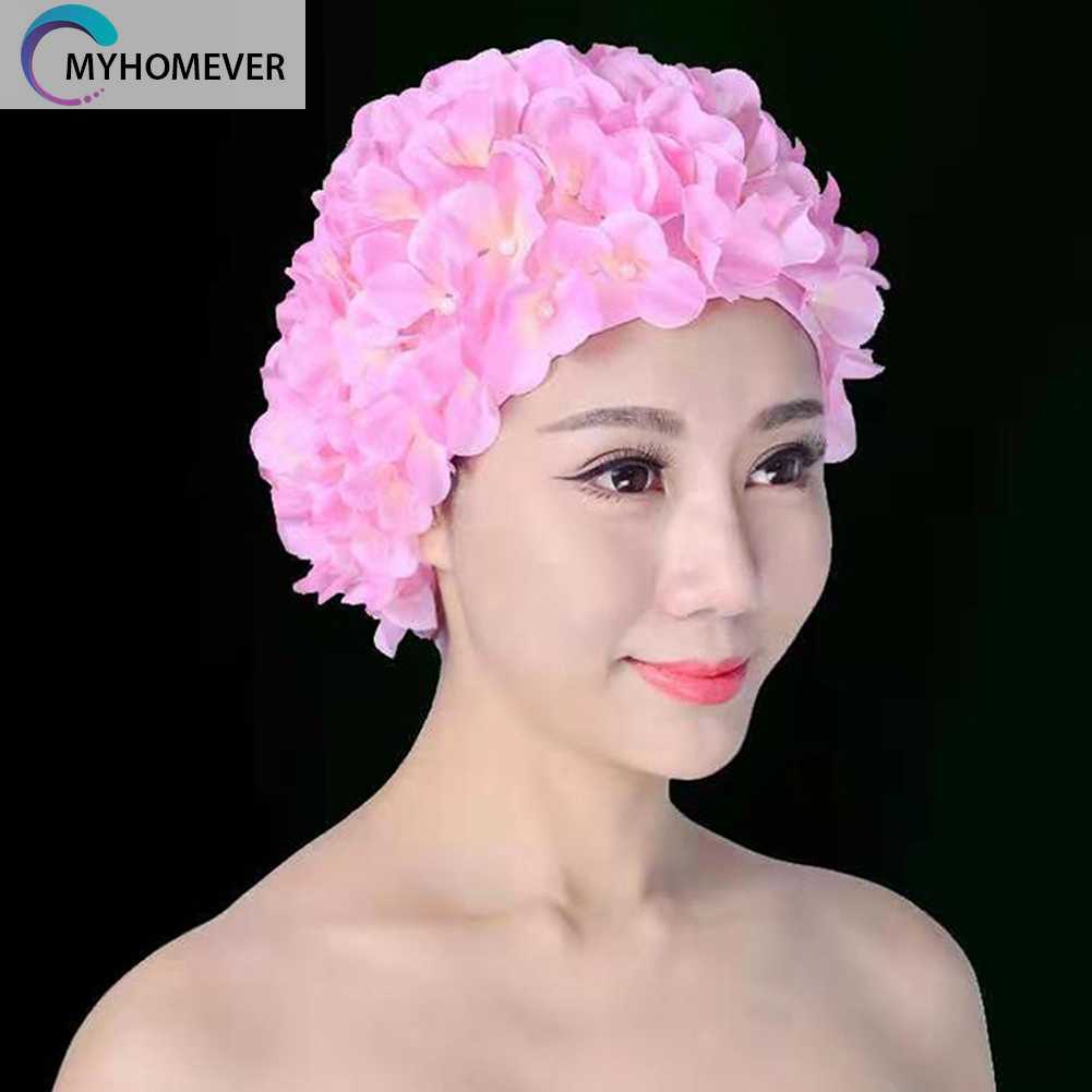 Mũ Bơi In Hoa 3D Thoáng Khí Thoải Mái Cho Nữ