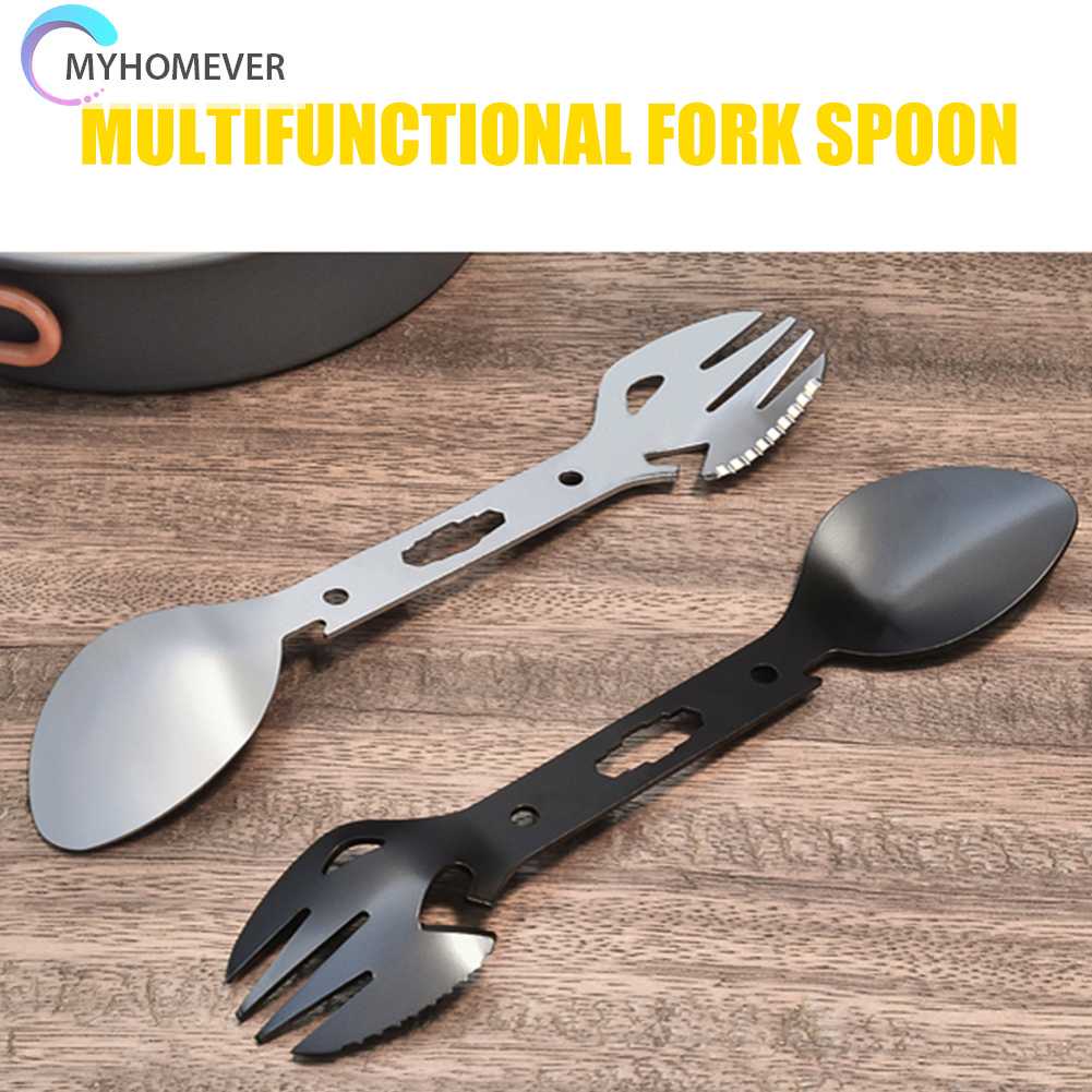 Muỗng Nĩa Đa Chức Năng EDC Bằng Thép Không Gỉ Dùng Khi Đi Dã Ngoại