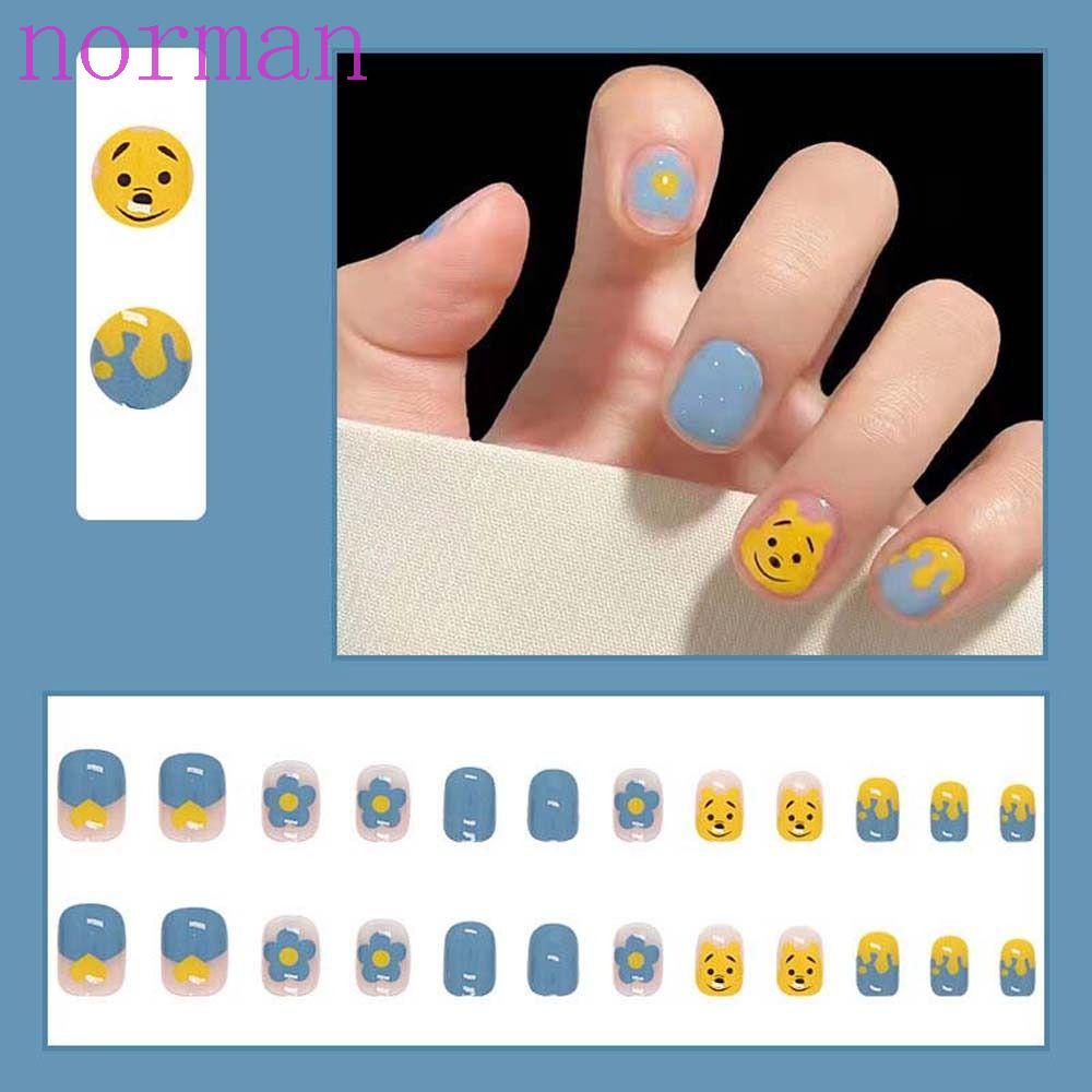 Norman Móng Tay Giả Dạng Nhấn Tháo Rời Được Trang Trí Móng Tay Thỏ Gấu Dâu Tây Trái Cây Hoạt