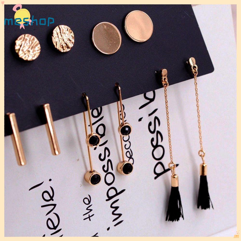 Set 5 Đôi Bông Tai Acrylic Màu Đen Thời Trang Nữ